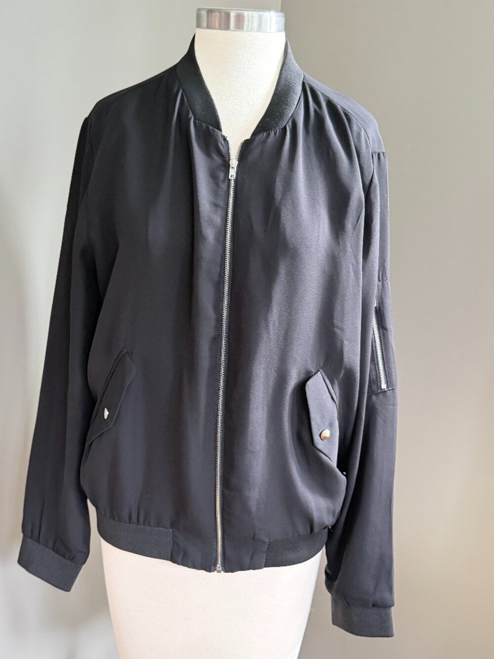 Renee C Black Bomber Utility Jacket